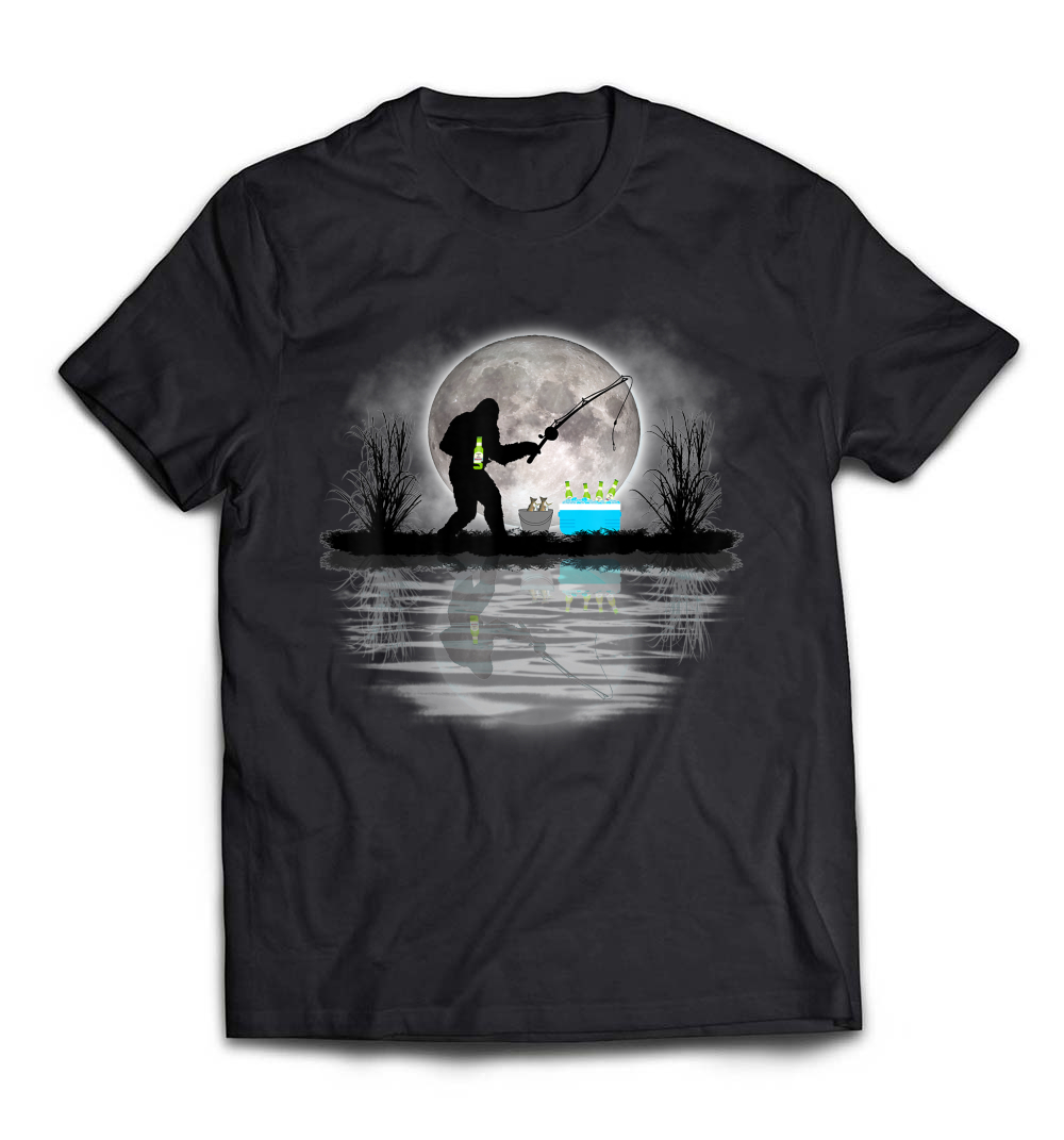 Bigfoot Fishing T-Shirt: A Funny Sasquatch Fishing & Beer Tee